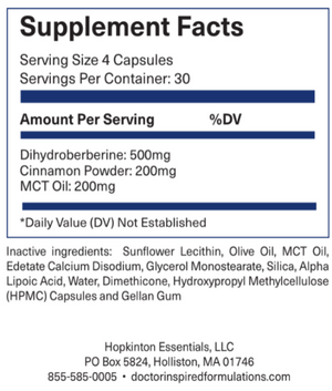 Berberine, Cinnamon & MCT Oil - 120 caps